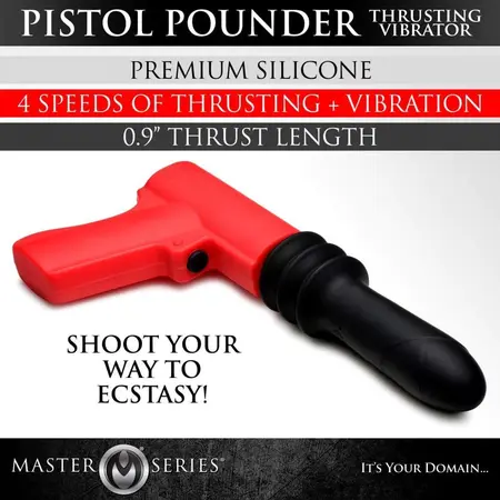 XR Brands Thrusting Pistola Silicone Vibrator Red Waterproof USB