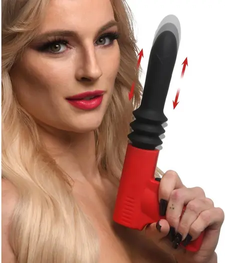 XR Brands Thrusting Pistola Silicone Vibrator Red Waterproof USB