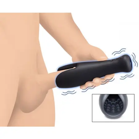 XR Brands Vibrating Silicone Intimate Device Black Flexible Sleeve