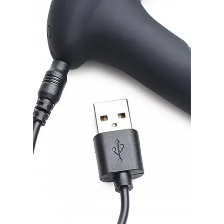 AT Power P-Stim 7X Hollow Prostate Plug Black Remote Control Silicone