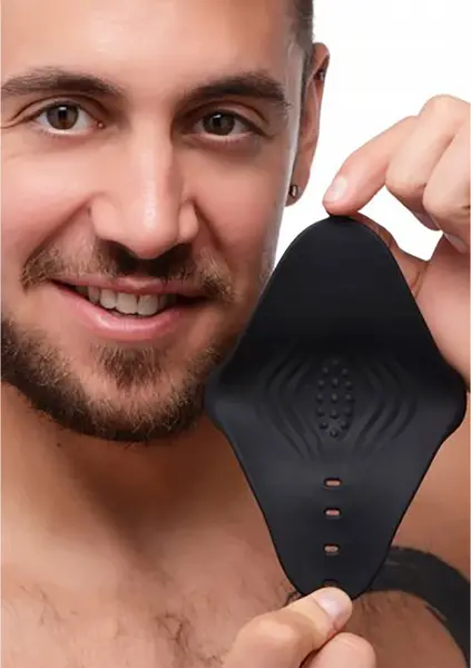 XR Brands Pleasure Stroke Silicone Vibrating Intimate Sleeve, Black