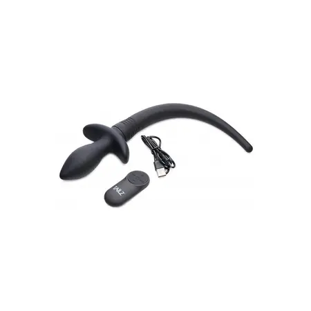 XR Brands Waggerz Vibrirajući Silicone Rep sa Daljinskim, Crni, IPX7