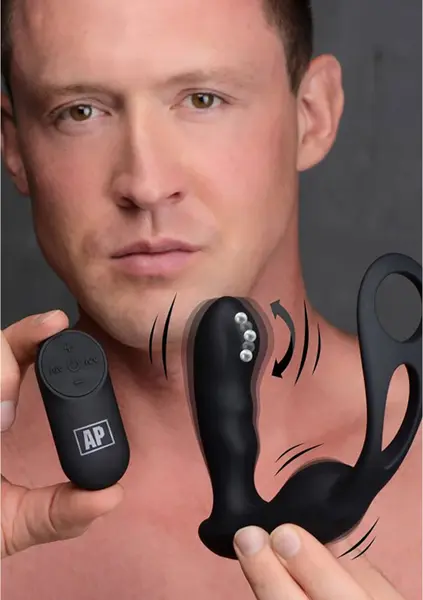 XR Brands P-Strap Prostata Masažer i Vibrirajući Pojas, 7 Režima, Crni