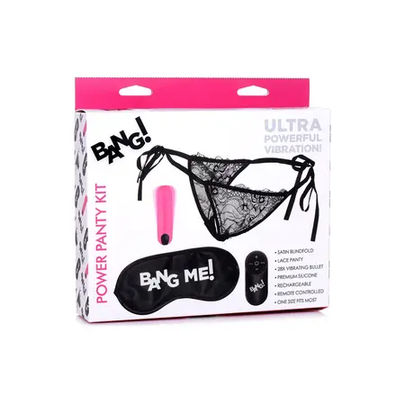 XR Brands Power Panty Set - Lace Panties, Wireless Bullet & Satin Blindfold