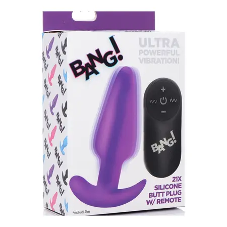 BANG Silicone Vibrirajući Čep sa Daljinskim, 21 Režim, Vodootporan