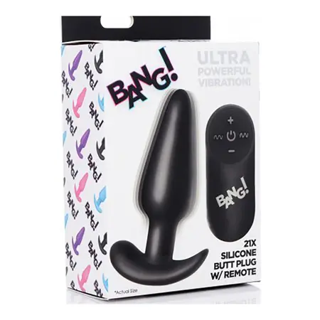 BANG Silicone Čep sa Daljinskim – 21 Režim, Vodootporan, Crni