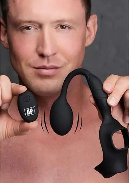 XR Brands P-Bomb Silicone Intimate Ring & Plug with 10 Vibration Modes