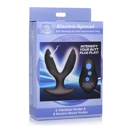 XR Brands Electro-Spread Vibrirajući Silicone Čep sa E-Stim, Crni