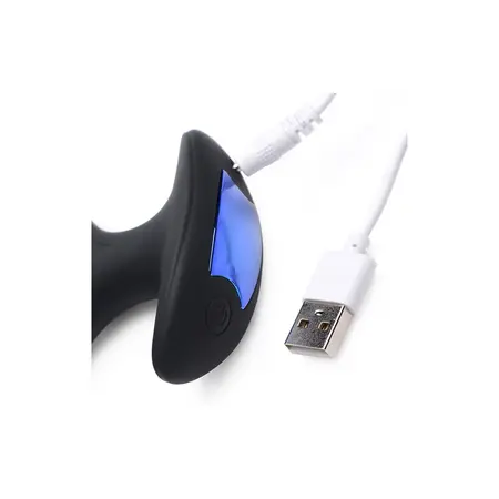 XR Brands Electro-Spread Vibrirajući Silicone Čep sa E-Stim, Crni