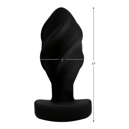 XR Brands Driller Swirled Vibrating Anal Plug Remote Silicone Black