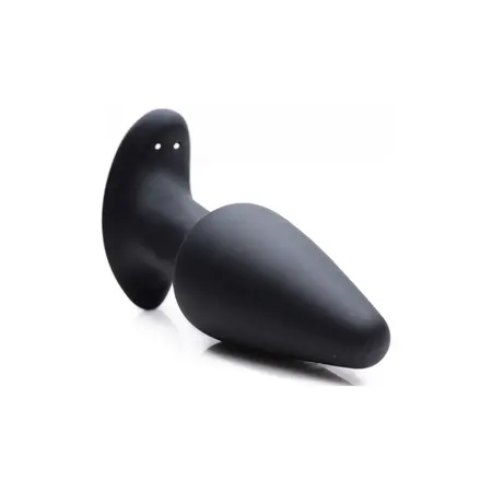 XR Brands Gyro R - Curved Vibrating Plug with Remote, Black, Silicone