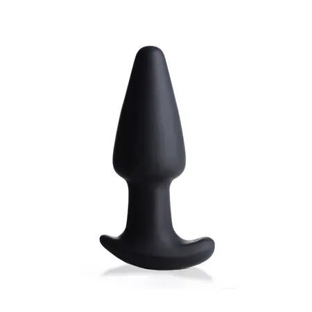 XR Brands Gyro R - Curved Vibrating Plug with Remote, Black, Silicone