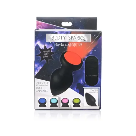 XR Brands Silicone Vibrating LED Plug Large with Remote Control