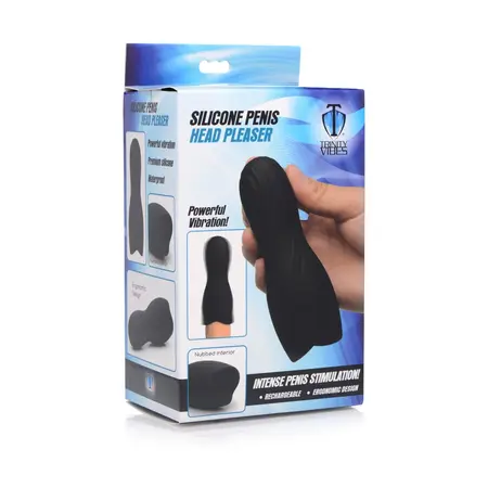 XR Brands Silicone Intimate Head Stimulator Black Rechargeable