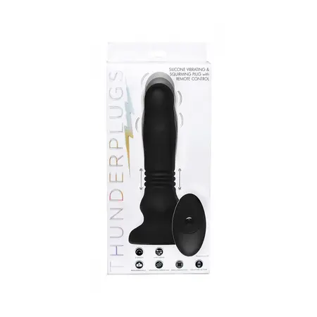 XR Brands Silikonski Swelling Thrust Plug Crni Daljinski Upravljač 12 cm
