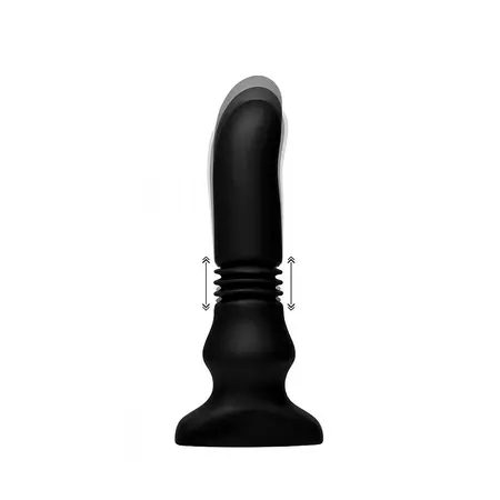 XR Brands Vibrirajući i Thrusting Silikonski Plug sa Daljinskim, Crni