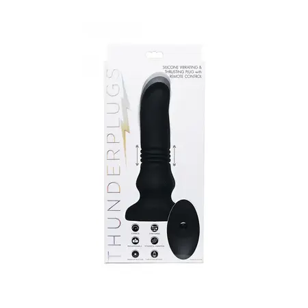 XR Brands Vibrirajući i Thrusting Silikonski Plug sa Daljinskim, Crni