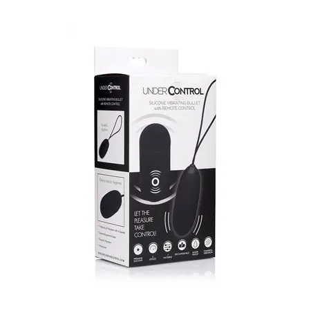XR Brands Vibrating Silicone Bullet Remote Control Rechargeable Black