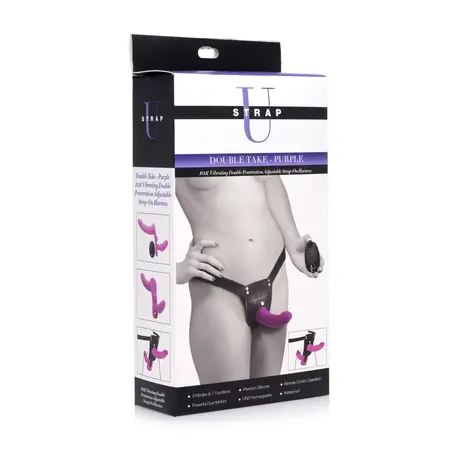 Sportsheets Double Take Vibrirajući Strap-On Set sa Pojasom i Daljinskim, Crni