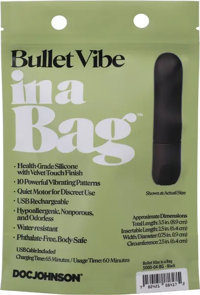 Doc Johnson PowerBullet 10-funkcionalni USB punjivi mini vibracijski uređaj, crni
