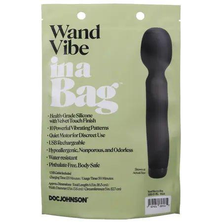 Doc Johnson Black Silicone Compact Wand Massager USB punjiv 10 režima