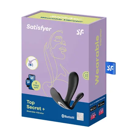 Satisfyer Top Secret+ Intimate Wearable Device, Dual Motor, Bluetooth, Black