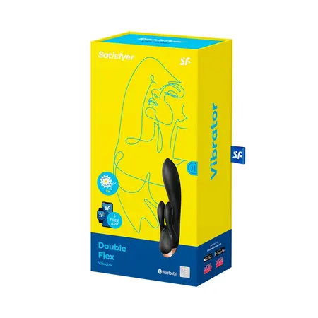 Satisfyer Double Flex Silikonski Rabbit Vibrator, Bluetooth, Vodootporan