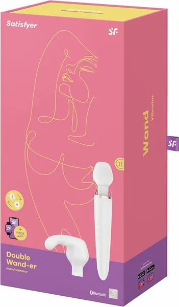 Satisfyer Double Wand-er Masažni Štapić sa Izmenjivim Glavama, Beli
