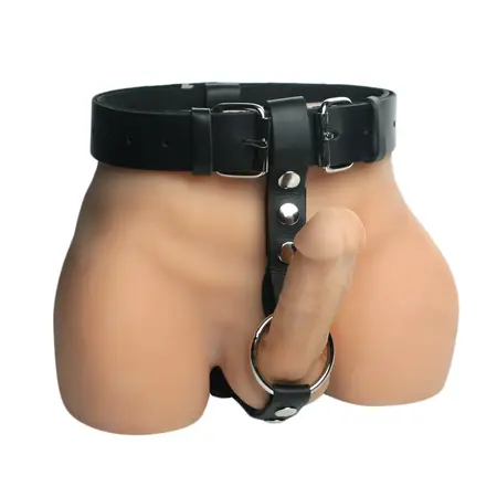 Strict Leather Black Adjustable Harness for Men with Plug Holder