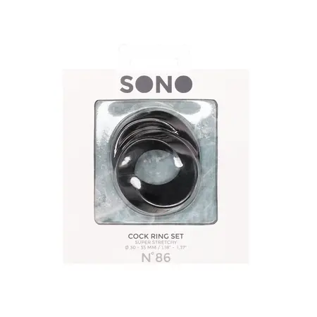 Shots No.86 Dual Comfort Silicone Ring Set Medium & Large Black