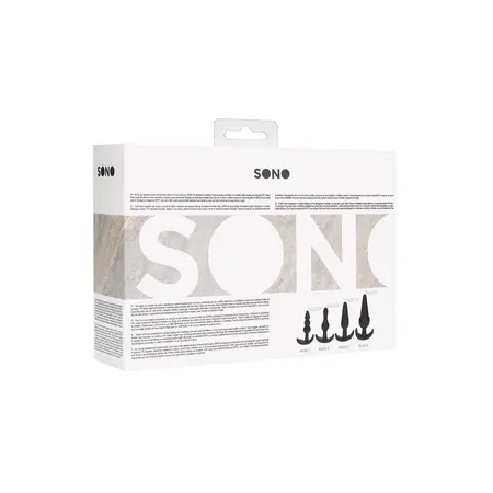 Ouch! No.80 Silikonski Set Analnih Čepova 4 Veličine Ergonomska Baza Crni