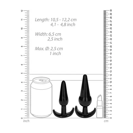 Ouch! No.80 Silikonski Set Analnih Čepova 4 Veličine Ergonomska Baza Crni