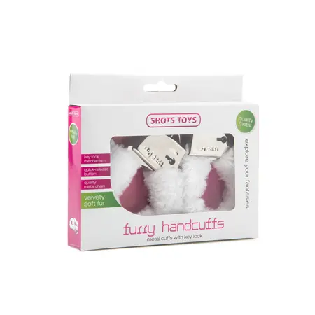 Ouch! Plush krzneno metalne lisice, podesive, roze, sistem zaključavanja
