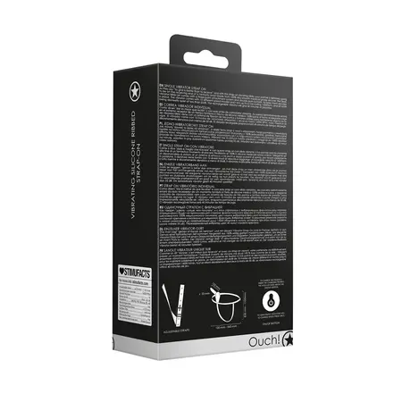 Shots Ouch! 10-Brzinski Silikonski Crni Strap-On Sistem Punjiv Podesiv
