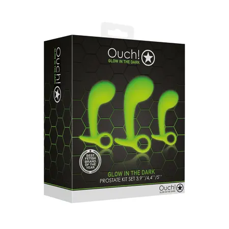Ouch! Prostate Kit Set of 3 Glow-in-the-Dark Silicone Plugs