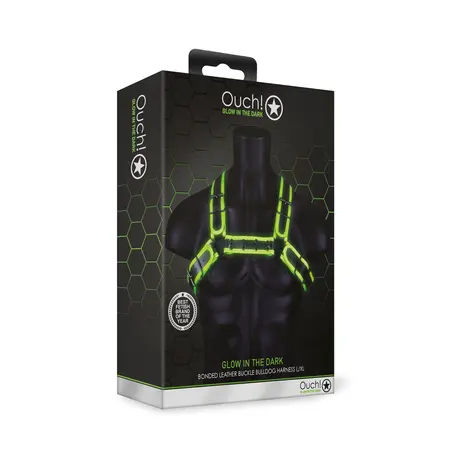 Ouch! Bulldog Podesivi Pojas sa Kopčom koji Svetli u Mraku L/XL