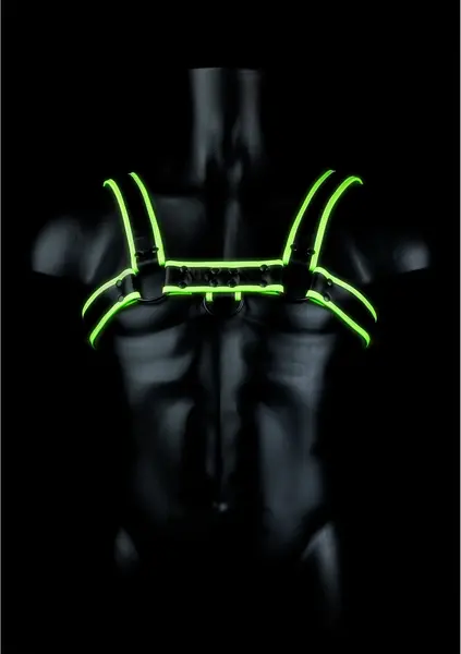 Ouch! Chest Bulldog Harness S/M - Glow in the Dark Adjustable Strap System