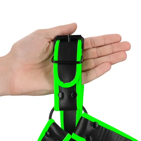 Ouch! Chest Bulldog Harness S/M - Glow in the Dark Adjustable Strap System