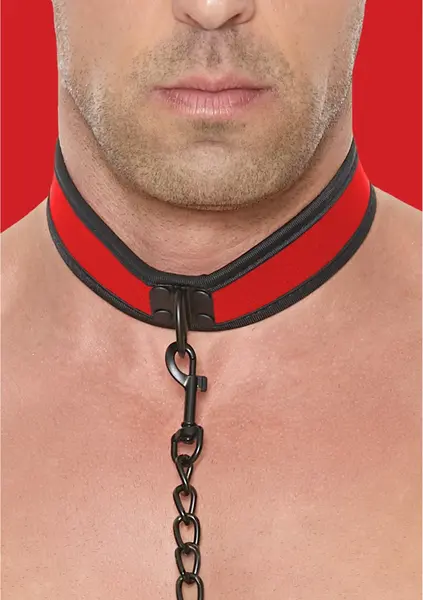 OUCH! Neoprene Adjustable Collar with Durable Leash Black