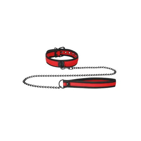 OUCH! Neoprene Adjustable Collar with Durable Leash Black