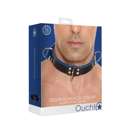 Kiotos Deluxe Bondage Collar Adjustable Bonded Leather & Steel One Size