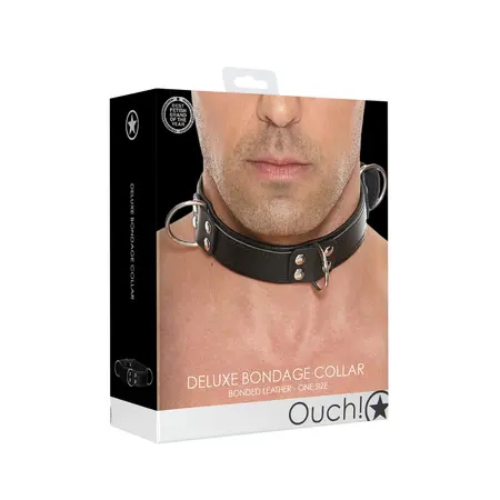 Master Series Deluxe Bondage ogrlica Jedna veličina Podesiva kožna Crna