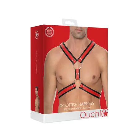 Scottish Bonded Leather Harness L/XL - Adjustable Stainless Steel Detail