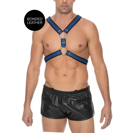 Scottish Adjustable Leather Harness S/M - Bonded Leather & Steel Details