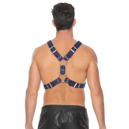Scottish Bonded Leather Chest Harness L/XL with Stainless Steel O-Rings