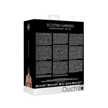 Scottish Bonded Leather Body Harness L/XL with Stainless Steel Elements