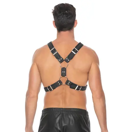Scottish Bonded Leather Body Harness L/XL with Stainless Steel Elements