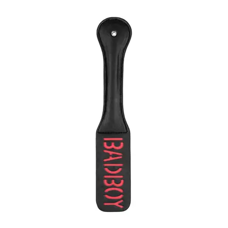 Rocks-Off BAD BOY Kožni paddle – Reverzibilni otisak, crni, 32cm