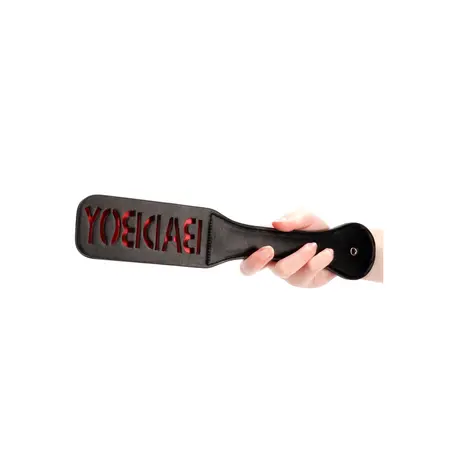 Rocks-Off BAD BOY Kožni paddle – Reverzibilni otisak, crni, 32cm