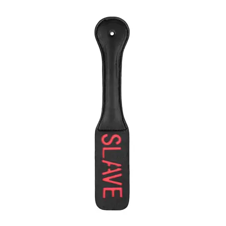Ouch! Paddle SLAVE sa reverznim slovima, crni kožni alat za udaranje